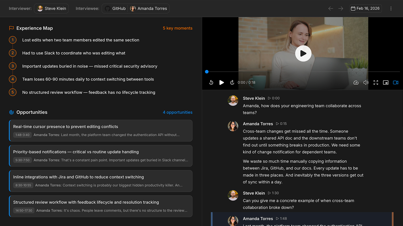 Product screenshot — Customer synthesis